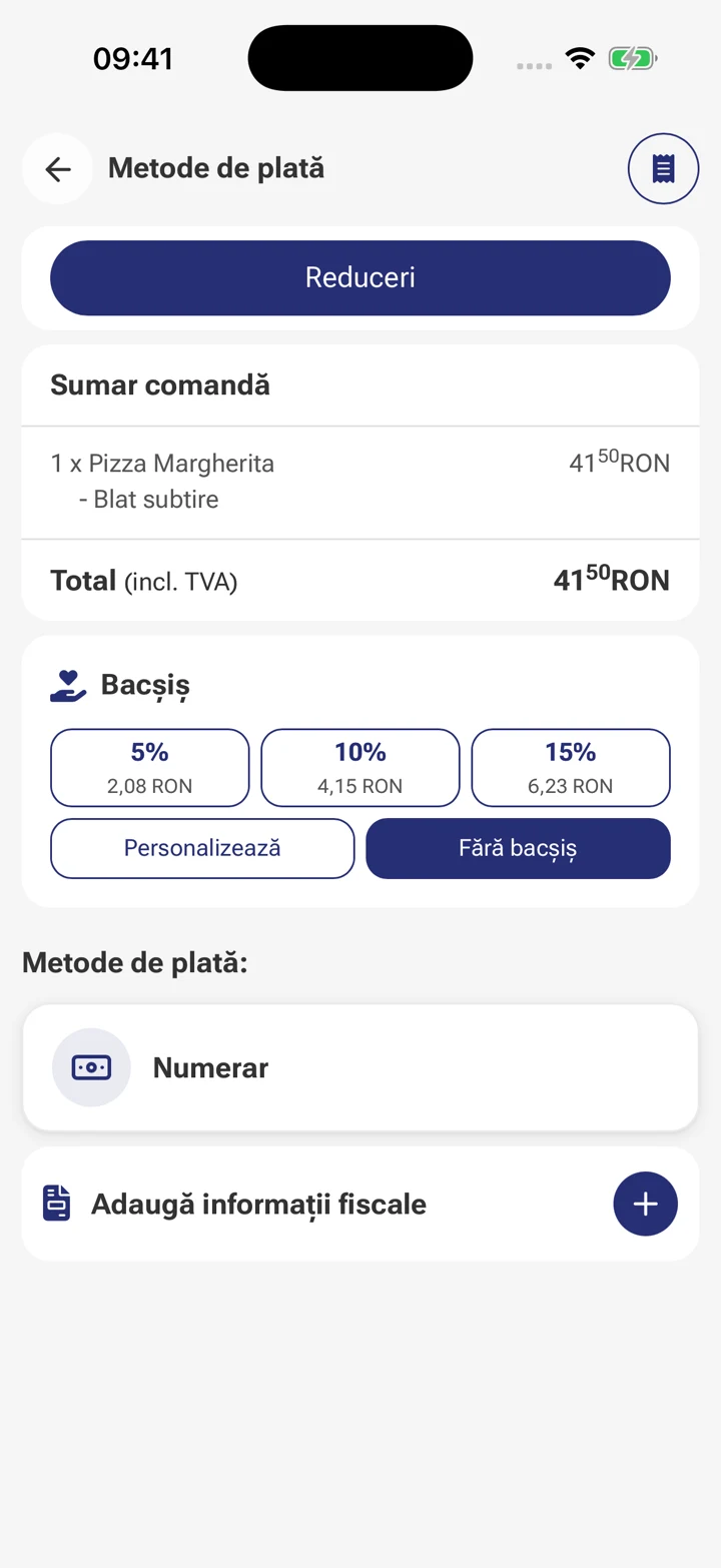 Totaluri, împărțirea notei și încasări la masă.