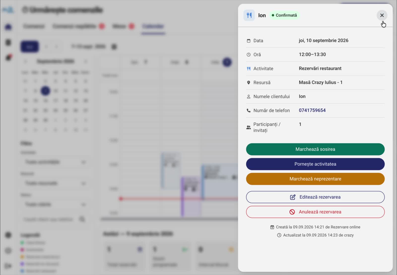 Echipa gestionează programarea